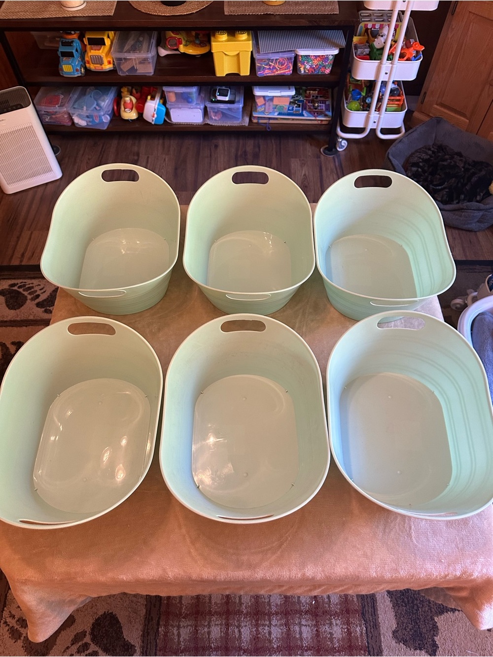 Mainstays Mint Green Plastic Storage Bins, Set of 6
